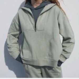 Everlane The Track Half-Zip Pullover Organic Sweatshirt